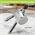 thumbnail image 2 of Potato Ricer Stainless Steel, Heavy Duty Potato Masher with Ergonomic Handle, Large 3 Interchangeable Discs Ricer for Mashed Potatoes Dishwasher Safe, Efficiently Make Fluffy Smooth Mashed Potatoes, 2 of 6