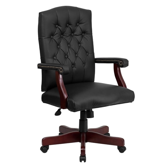 Scranton & Co Leather Swivel Office Chair in Black