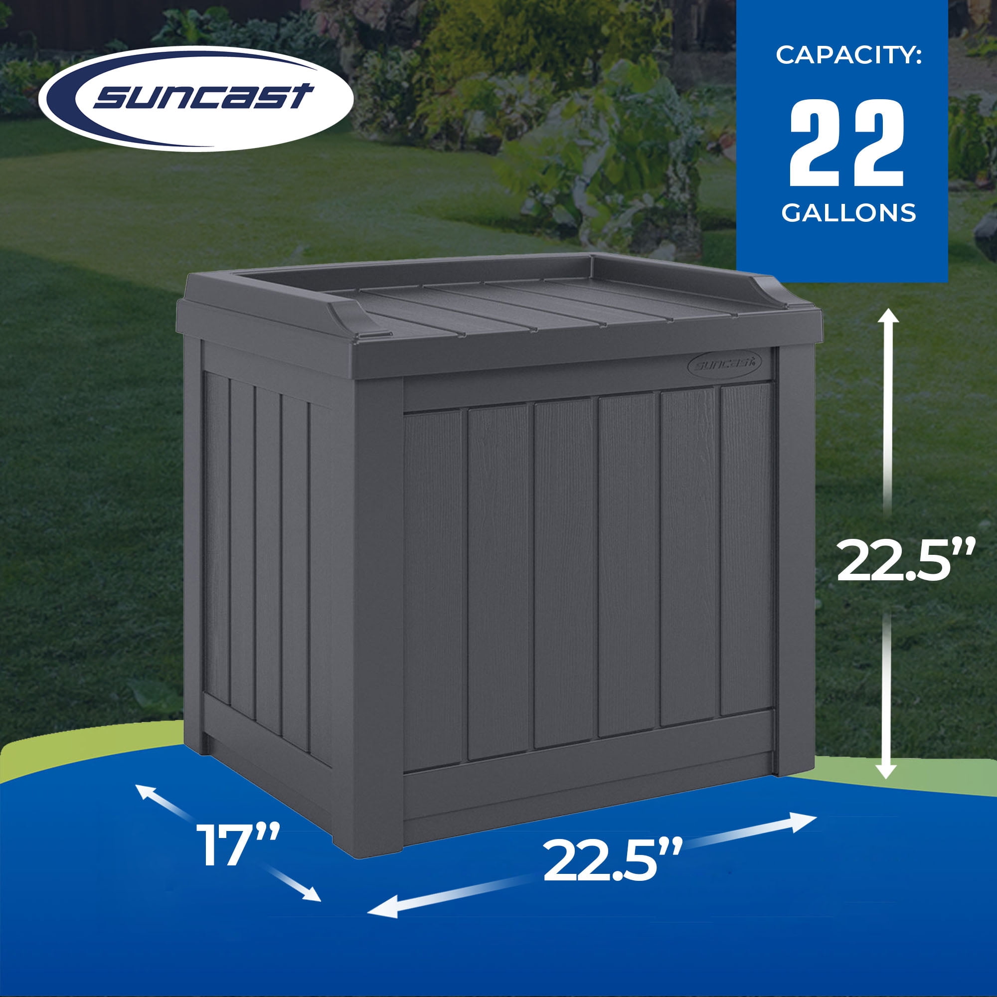 22 Gallon Small Deck Box with Storage Seat - Stoney