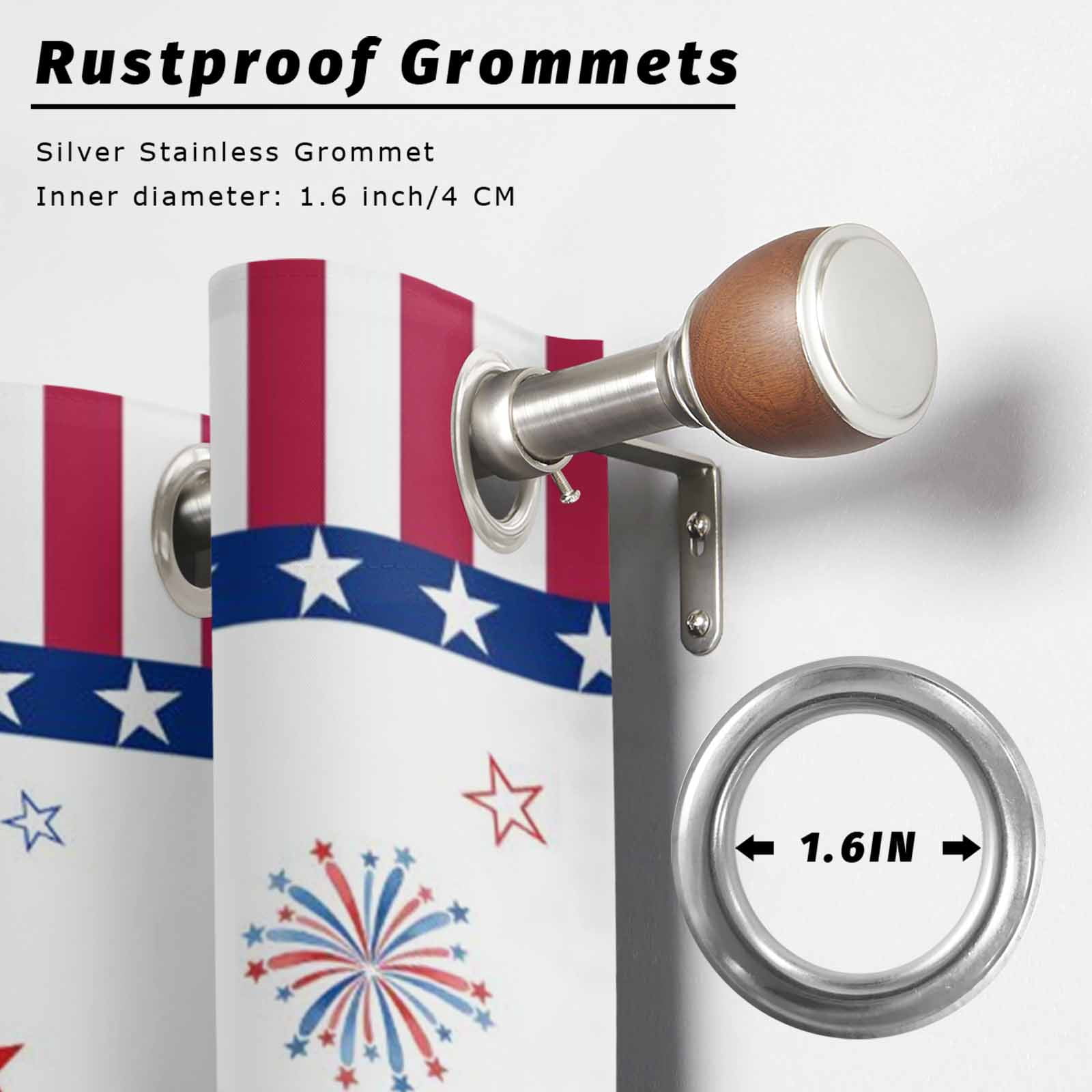 US Anniversary Outdoor Curtains for Patio, Independence Day Gnomes Blue Truck Sunshade Privacy Drapes Grommet Waterproof Outside Curtains for Porch/Cabana/Balcony 54"x 108", 1 Panel