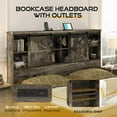 thumbnail image 4 of VanAcc King Size Wooden Platform Storage Bed Frame with 51.2" Wood Bookcase Headboard(Rustic Grey), 4 of 7