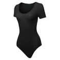 thumbnail image 2 of A2Y Women's Lightweight Crew Neck Rayon Short Sleeve Bodysuit Black L, 2 of 6