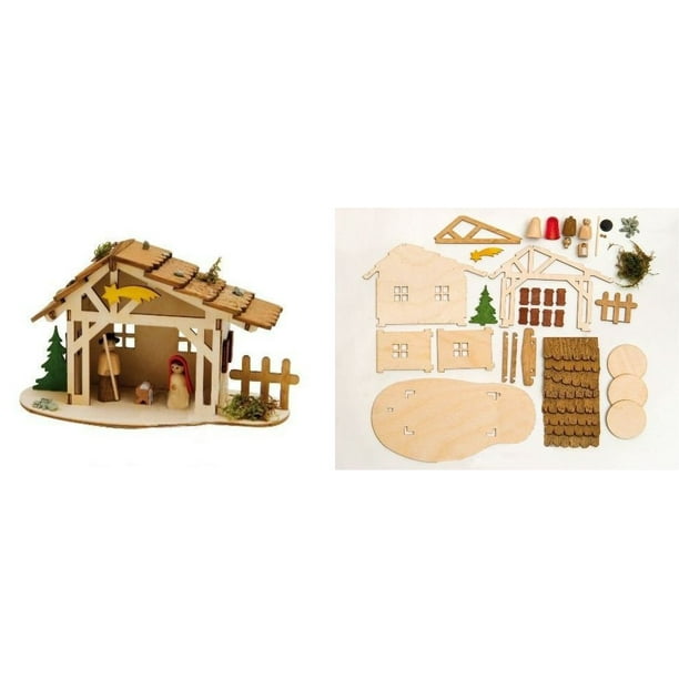 Do it Yourself Christmas Nativity Stable Wooden German Kit DIY Project