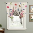 thumbnail image 2 of Pink Flowers Yak Balloon Curtains for Living Room/French Door, Spring Floral Butterflies Rustic Tie Up Curtains 63 Inch Length Energy Saving Kitchen Curtains Shades for Windows 42"x63", 2 of 8