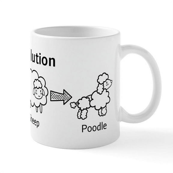 CafePress - Funny Evolution Of Cloud Into Sheep And Poodle Mug - 11 oz Ceramic Mug - Novelty Coffee Tea Cup
