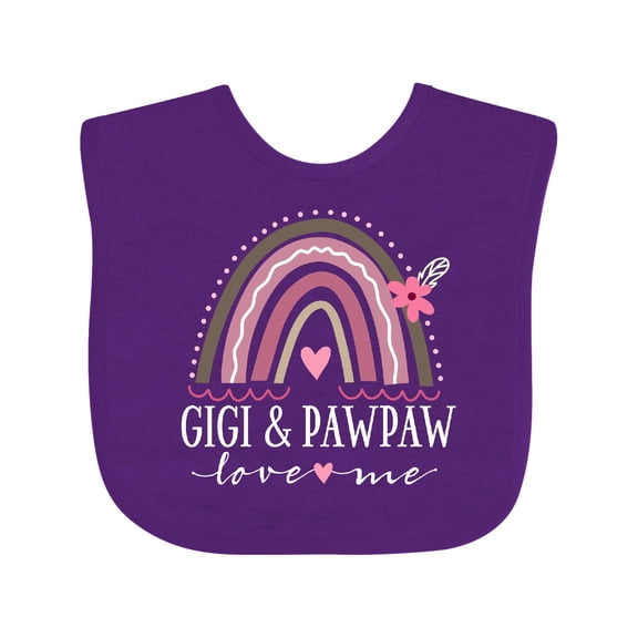 Inktastic Gigi and Pawpaw Grandchild Rainbow Girls Baby Bib
