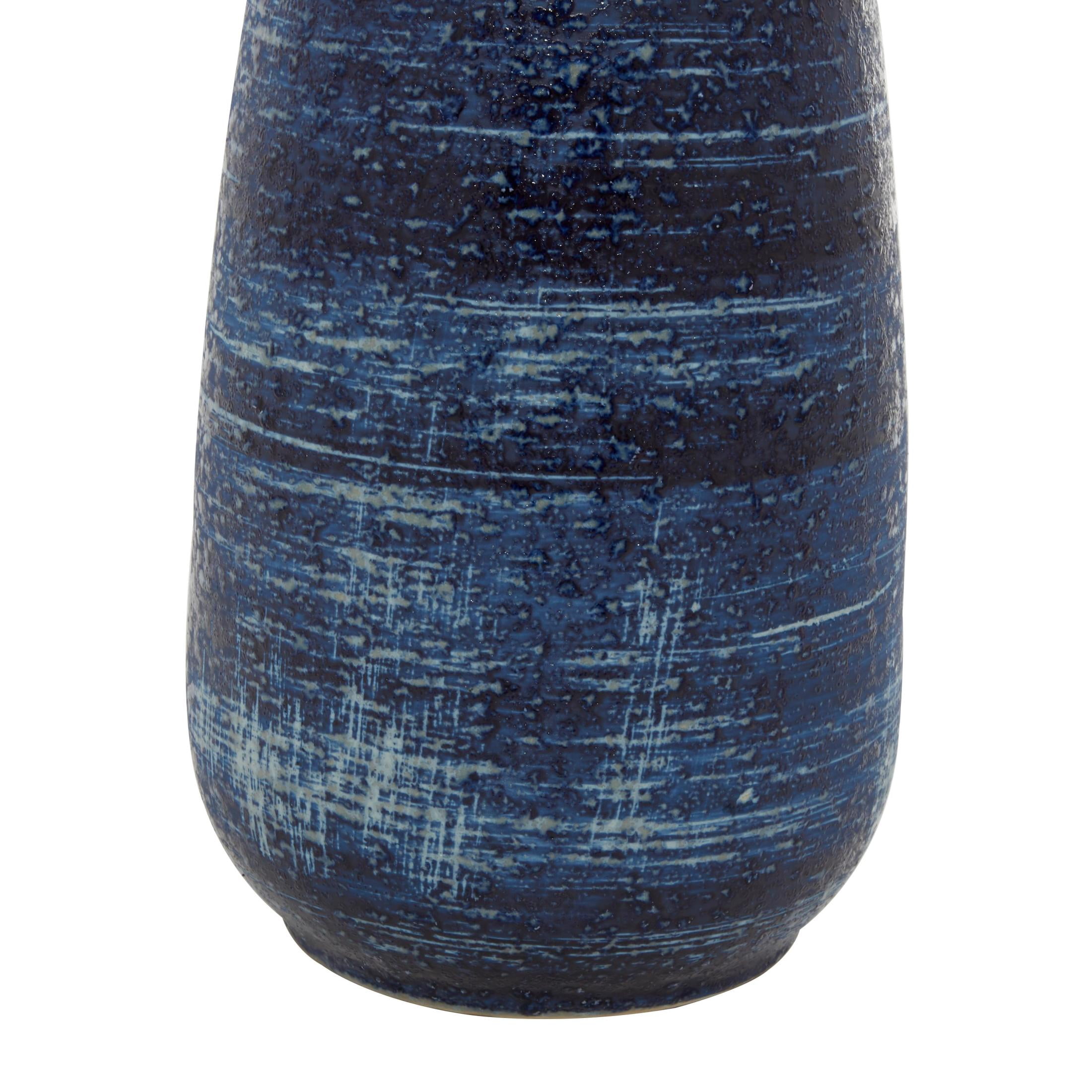 DecMode 17" Blue Ceramic Vase with Handles