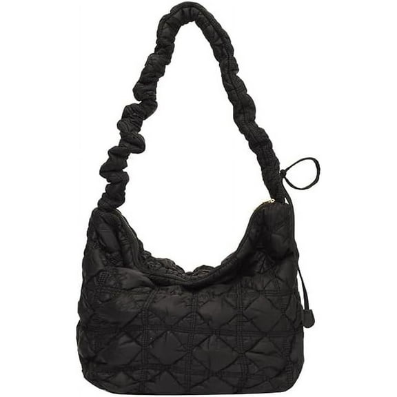 Kukuzhu Quilted Tote Bag for Women, Soft Puffer Tote Bag Lightweight Designer Cloud Pleated Hobo Bags Dumpling Crossbody