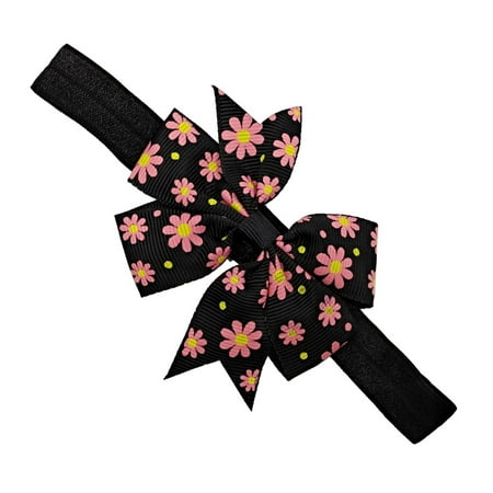 

Toddler Baby Girls Flower Headband Floral Prints Bowknot Elastic Hair Band For