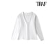 thumbnail image 2 of TRAF-suéter tipo cárdigan de punto ajustado con gancho frontal para mujer, cuello en V, mangas largas, dobladillo dividido lateral, ropa de abrigo femenina, Tops elegantes, moda, 2 of 5