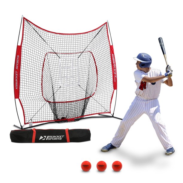 Rukket Baseball & Softball 7x7 Practice Hitting Net PRO Bundle w/ 3