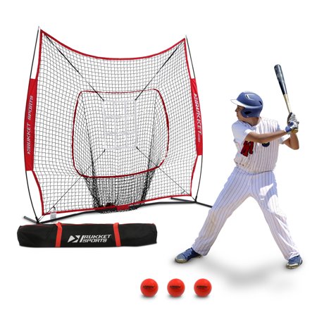 UPC: 0858720005146 | Rukket Baseball & Softball 7×7 Practice Hitting Net Pro Bundle with 3 Training Balls & Strike Zone
