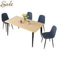 thumbnail image 2 of GZXS 5 Piece Dining Table Set for 4, Modern Industrial Kitchen Set W/ 63" Rectangle MDF Dining Table and 4 Blue Upholstered Chairs, Sturdy Iron Legs, for Living/Dining Room, Restaurant, Home Office, 2 of 9