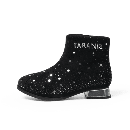 

TARANIS Girls Shining Sta Side Zipper Ankle Boots Soft-soled Anti-slip High Top Shoes Winter New