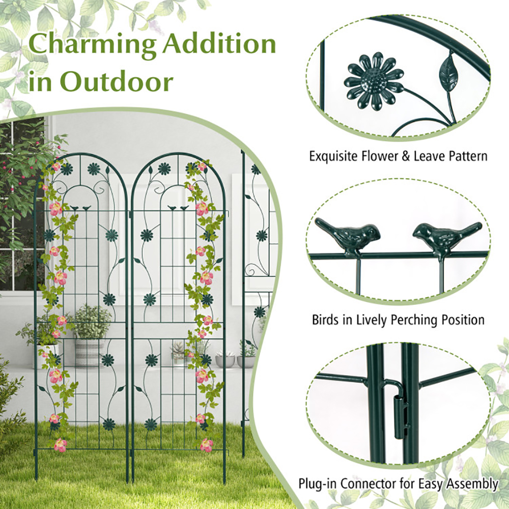 Spaco 2 Pack 71 x 20 Inch Metal Garden Trellis Rustproof Plant Support for Climbing Plants-Green, Garden Stakes Tomato Trellis for Pots