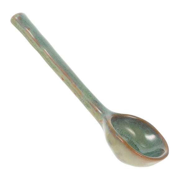 LIOOBO Japanese Style Ceramic Spoon Household Green 1Pack