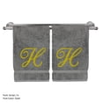 thumbnail image 3 of Monogrammed Washcloth Towel, Personalized Gift, 13x13 Inches - Set of 2 - Gold Script Embroidered Towel - Extra Absorbent 100% Turkish Cotton - Soft Terry Finish - Initial H Gray Towels, 3 of 3