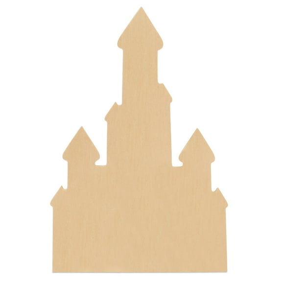 Unfinished Wooden Castle Cutout, 12", Pack of 5 Wooden Shapes for Crafts and Summer & Beach Decor and Crafting, by Woodpeckers