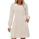 thumbnail image 2 of mfyjkho Vestidos de verano para mujer, Vestido informal de color para mujer, de manga larga, cuello redondo, cinturilla y bolsillos. Vestidos de fiesta para mujer xxl, 2 of 7