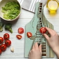 thumbnail image 2 of Venice Cutting Board, Stencil Art Display of Tranquil Venetian Landscape Bridge Buildings and Gondola, Tempered Glass Cutting and Serving Board, Wine Bottle Shape, Burgundy Cream, by Ambesonne, 2 of 3