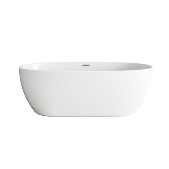 Elegant Kitchen & Bath BT10770GW-BNK 77 in. Soaking Bathtub, Glossy White with Brushed Nickel Trim