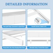 Foldable Clothes Drying Rack, Wall Mounted Collapsible Clothes Hanger with 4 Hooks for Laundry Room and Bathroom White ABS