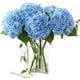 thumbnail image 1 of Nvzi 3 piezas de flores de hortensia artificiales de 21 pulgadas, grandes, naturales y realistas, con tacto real (azul), 1 of 5