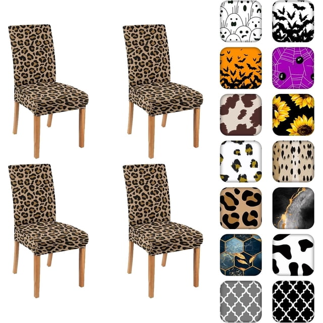 Chair Covers for Dining Room Set of 4, Stretch Dining Chair Cover 4 Pieces, Washable Kitchen Parsons Chair Slipcovers 4 Pack, Removable Seat Protector for Home and Party