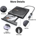 thumbnail image 2 of External CD DVD Drive, USB 3.0 Type C Ultra-thin Superdrive Optical Burner CD DVD +/- RW, Compatible with Windows 10 8 7 XP Vista Mac OS System, 2 of 7