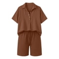 thumbnail image 2 of Linen Sets For Women 2 Piece Vacation Outfits For Women Short Sets Women 2 Piece Outfits Plus Size Two Piece Short Set Matching Set Summer Women Sets 2 Piece Outfits Women Linen Shorts Set, 2 of 5