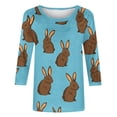 thumbnail image 4 of Idoravan 3/4 Sleeve Tops for Women Trendy Women's Fashion Easter Printed T-shirt 3/4 Sleeves Blouse Round Neck Casual Top, 4 of 7