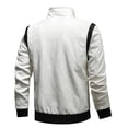 thumbnail image 3 of Men's color block PU leather jacket youth motorcycle jacket street wear stand-up collar design, 3 of 8