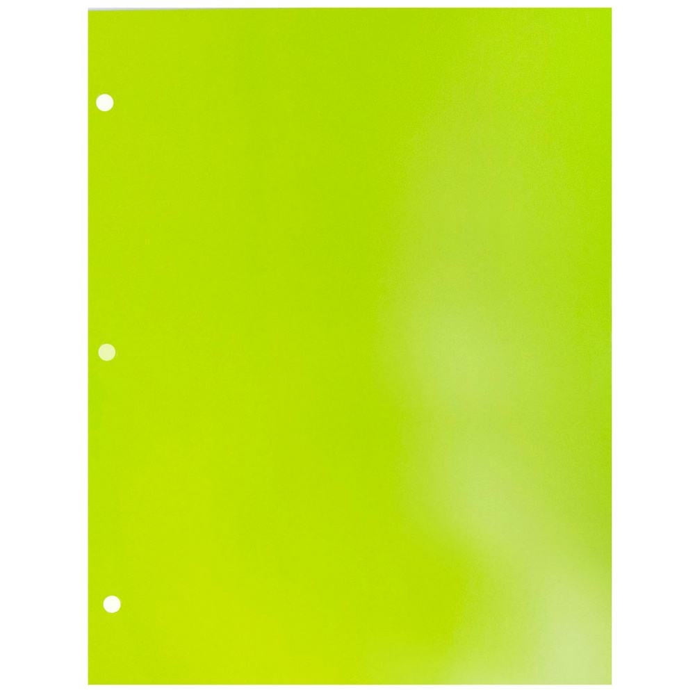 JAM Paper Glossy 3 Hole Punch Folders, Lime Green, 50/Pack
