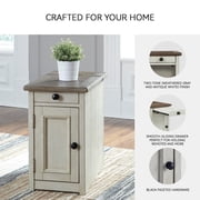 Signature Design by Ashley Casual Bolanburg Chairside End Table with USB Ports & Outlets Two-tone