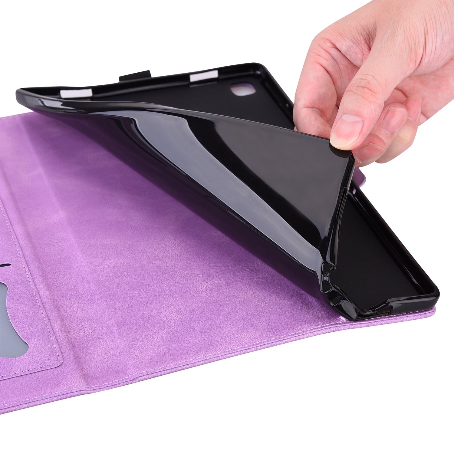 Allytechgroup iPad Pro 11 M4 2024 Case, PU Leather Folio Stand Bumper Anti-Scratch Kickstand Butterfly Embossed Shockproof Slim Fit Pencil Holder Case Cover for Apple iPad Pro 11" 2024, Purple