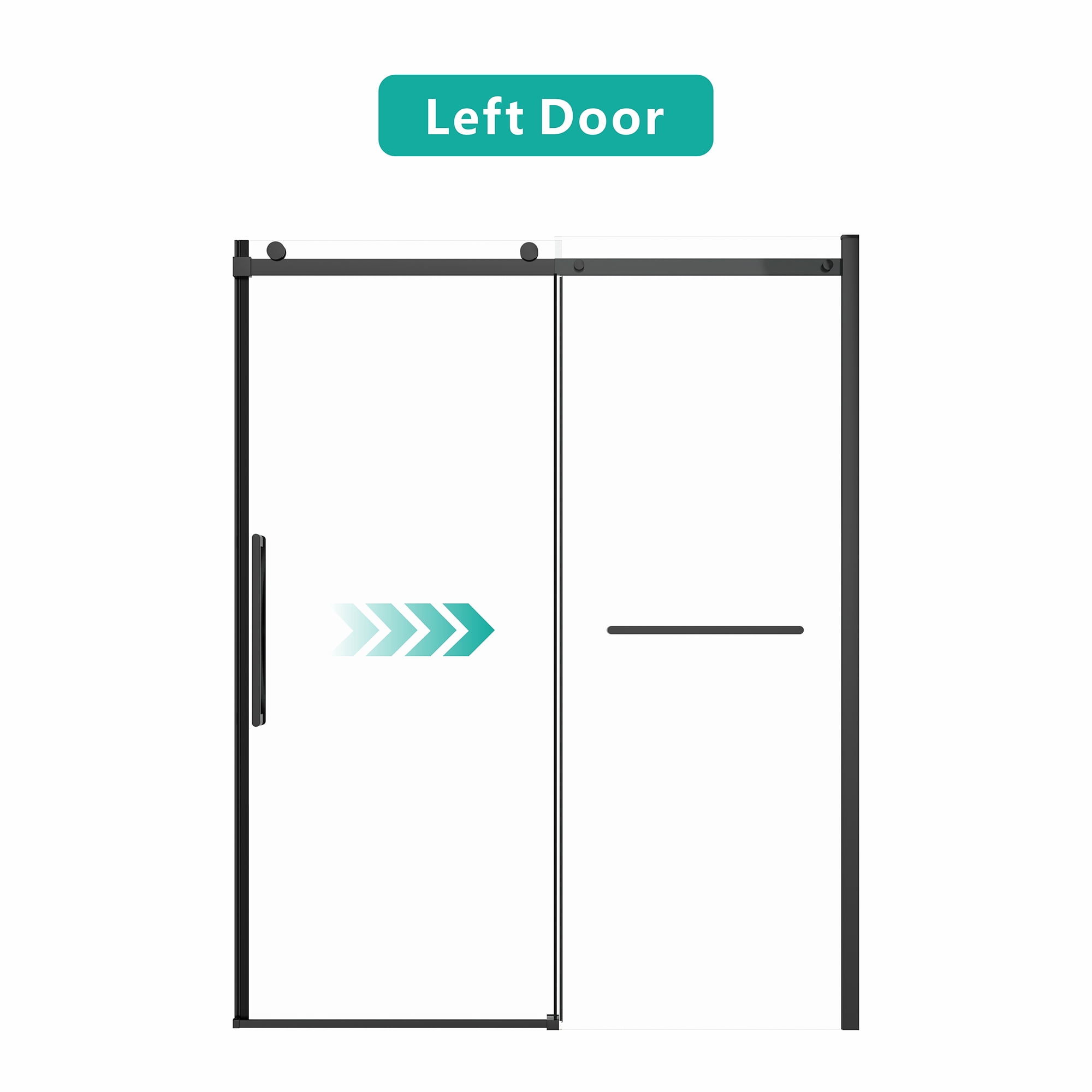 Leumius 56-60"W x 76"H Sliding Shower Door, 8mm Frameless Glass Shower Door with Matte Black Hardware, Towel Bar and Handle,Drop Shipping available