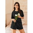 thumbnail image 4 of Ekouaer Cotton Pajamas Set for Womens Soft Short Sleeve Lounge Set Shorts Sleepwear Set 2 Piece Pjs Sets, 4 of 7