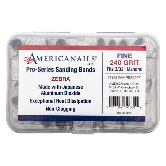 Americanails Pro-Series Zebra - Bandas de lijado profesionales para taladro de uñas - Herramientas de pulido y limado de uñas - Lijadoras de uñas acrílicas - Taladro de uñas y bandas de lijado de lima