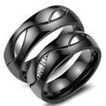 thumbnail image 2 of 6MM Titanium Steel Lovers Gift Band Gold/Black Wedding Couple CZ Rings Size 5-13, 2 of 9