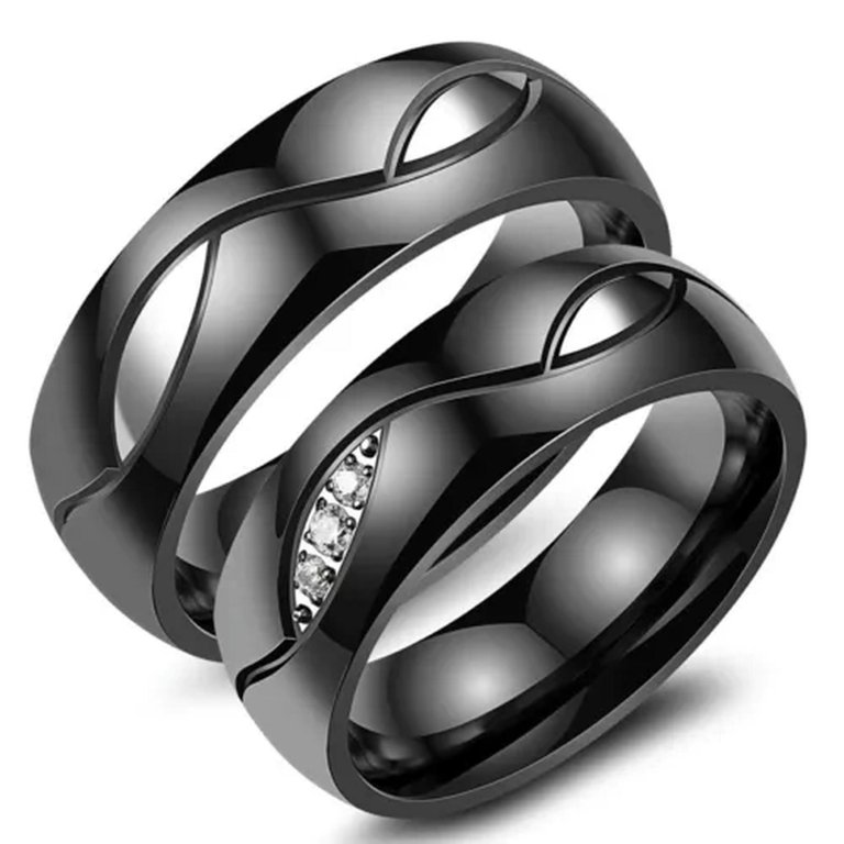 Titanium Steel CZ Band Ring – Sizes 6-13 – Cubic Zirconia, Silver Party Jewelry – Unbranded