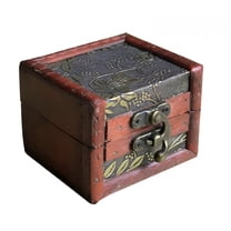 LAMIRO Treasure Box Gifts and Home Decoration Vintage Small Wooden Lock Jewelry Holder Necklace Bracelet Storage Gift Box