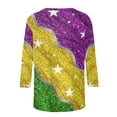 thumbnail image 6 of Ladies Mardi Gras Tops Trendy Graphic 3/4 Sleeve Loose Fitted Tee Shirts Party Crewneck New-Orleans Holiday Blouses Carnival Clothes 2026, 6 of 7