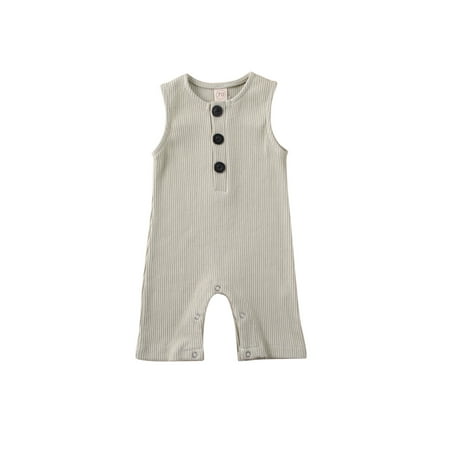 

Infant Baby Boy Girl Romper One Piece Jumpsuits Bodysuit Solid Plain Pajamas Sleeveless One Piece Baby Clothes Summer Outfits