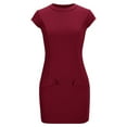thumbnail image 6 of 50% Off Clear! Dresses for Women 2025 Womens Summer Solid Dress Mock Neck Short Sleeve Bodycon Party Club Mini Dresses, 6 of 8