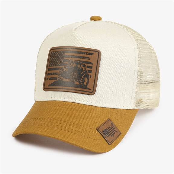 Boys American Flag Mesh Back Baseball Hat,Adjustable Lightweight Trucker Style Cap,Breathable Summer Sun Protection,Patriotic Casual Outdoor Daily Wear for Youth Beige One Size