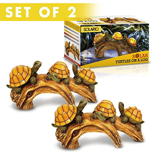 Solar Powered Turtles on Log Decoration- Ultra Durable Polyresin- Highest Capacity... by Solario