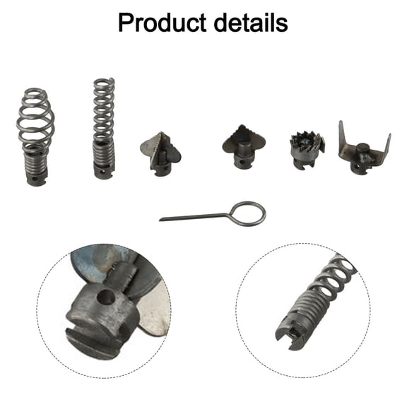 Drain Snake Attachment with 7PCS Cutting Heads for Efficient Clog Solutions