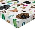thumbnail image 2 of Ambesonne Dog Emoji Fitted Sheet, Cartoon Puppy Animals Art, King Size, White and Multicolor, 2 of 3
