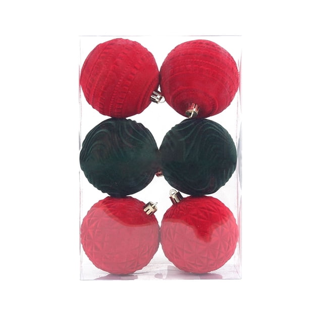 onlyliua ¡ Ofertas de Liquidación de Hoy Prime! Juego 6 Bolas Flocadas Texturizadas Rojas y Verdes 8 Cm para Decoración de Árboles de Navidad