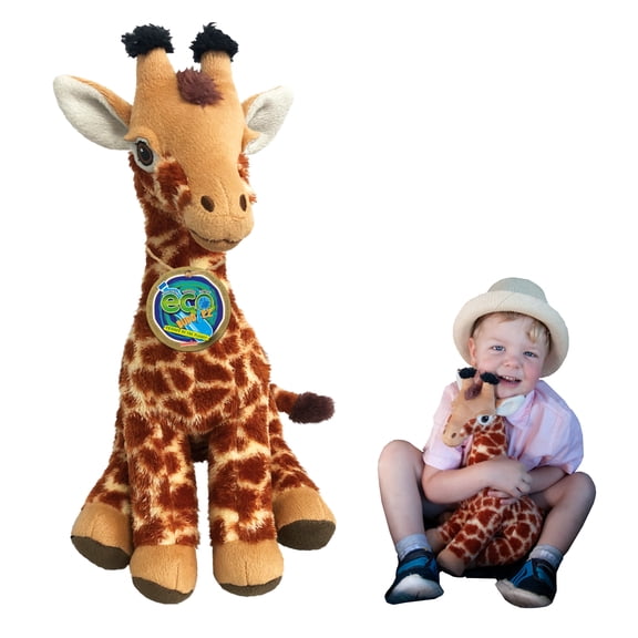 EcoBuddiez - Giraffe from Deluxebase. 13" Eco-Friendly Giraffe Plush Toy Made from Recycled Bottles